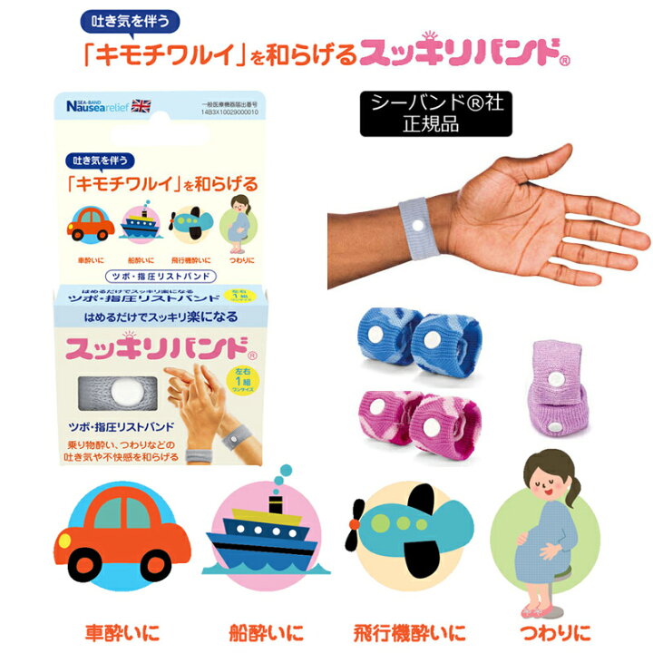 楽天市場 正規品 スッキリバンド シーバンド 大人用 子供用 妊婦さん用 トラベルグッズ 旅行 便利グッズ 飛行機 つわり 快適 旅行用品 旅行 グッズ 機内グッズ トラベル 酔い止め 車 バンド 乗り物酔い 妊婦 海外旅行 船酔い リストバンド 出張 ツボ ツボ押し