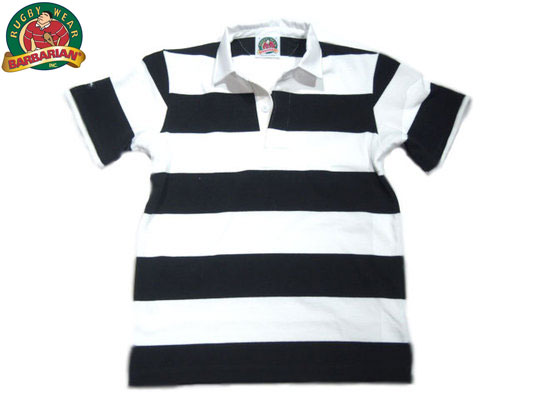 BARBARIAN（バーバリアン） PLAIN 3INCH BORDER S S RUGBY JERSEY black x white