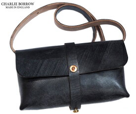 CHARLIE BORROW （チャーリー・ボロウ）/OAK BARK TANNED LEATHER x HAND STITCH SHOULDER BAG/MADE IN ENGLAND/black