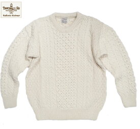 INVERALLAN（インバーアラン）/MERINO WOOL TRADITIONAL CREW NECK ARAN SWEATER （メリノウールクルーネックアランセーター）/white