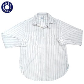 POST OVERALLS(ポストオーバーオールズ）/#3217 St.Louis Dobby stripe shirts/white