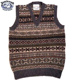 【正規取扱店】JAMIESONS（ジャミーソンズ）/#MK176V 8310-24 ALLOVER FAIRISLE V-NECK SLIPOVER/grey mix