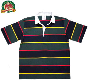 �y���K�戵�X�zBARBARIAN�i�o�[�o���A���j/SHORT SLEEVE LIGHT WEIGHT RUGBY JERSEY�i�������O�r�[�V���c�j/navy x gold x bottle x red