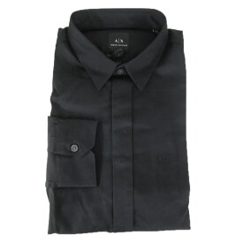ARMANI EXCHANGE アルマーニ エクスチェンジ A/X カジュアル シャツ 8NZCBD ZN10Z9 長袖 無地 ワンポイントロゴ 大きいサイズ メンズ ブラック 定番 人気商品