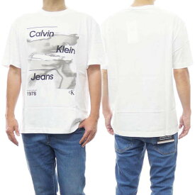 (カルバンクラインジーンズ)CALVIN KLEIN JEANS メンズクルーネックTシャツ J325184 ホワイト /2024春夏新作