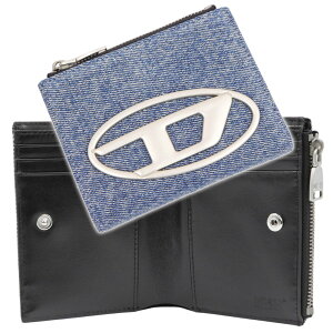 DIESEL ディーゼル 二つ折り財布(小銭入れ付き) X09888 P1730 1DR BI-FOLD ZIP II レディース ブルー 2025秋冬新作