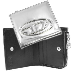 DIESEL ディーゼル 二つ折り財布(小銭入れ付き) X10387 PS202 1DR BI-FOLD ZIP L レディース シルバー 2025秋冬新作