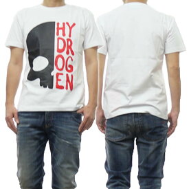 (ハイドロゲン) HYDROGEN メンズクルーネックTシャツ MT0006 / HALF SKULL T-SHIRT ホワイト /2024春夏新作