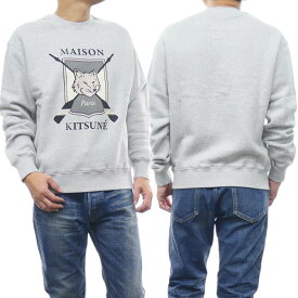 (メゾンキツネ)MAISON KITSUNE メンズトレーナー LM00309KM0307 / COLLEGE FOX PRINT COMFORT SWEATSHIRT グレー