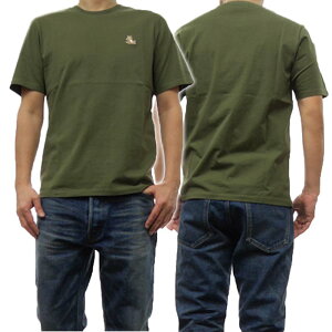 MAISON KITSUNE ���]���L�c�l �����Y �N���[�l�b�N T�V���c CHILLAX FOX PATCH REGULAR TEE SHIRT LM00110 KJ0008 �~���^���[�O���[��