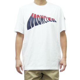 MONCLER モンクレール クルーネック Tシャツ 8C00058 89A17 半袖 ブランド ロゴ プリント カジュアル きれいめ 上品 コットン 綿 メンズ ホワイト