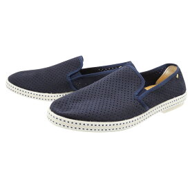 RIVIERAS リビエラ スリッポン 3064 CLASSIC SUEDE ブランド エンブレム ワンポイント キャンバス地 エスパドリーユ シューズ 夏 カジュアル きれいめ さわやか メンズ ネイビー