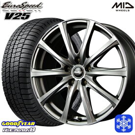 【取付対象】205/55R16 アクセラ リーフ 2022～2023年製 グッドイヤー アイスナビ8 MID ユーロスピード V25 メタリックグレー 16インチ 6.5J 5H114.3 スタッドレスタイヤホイール4本セット