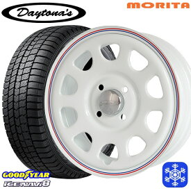 【取付対象】155/65R13 モコ ルークス 2022～2023年製 グッドイヤー アイスナビ8 MRT DAYTONA'S デイトナ ホワイト 13インチ 4.5J 4H100 スタッドレスタイヤホイール4本セット