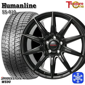 【取付対象】195/65R15 30/50プリウス インプレッサ 2022年製 ブリヂストン ブリザック WS90 トレジャーワン ヒューマンライン SS010 ブラック 15インチ 6.0J 5H100 スタッドレスタイヤホイール4本セット