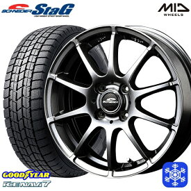 【取付対象】185/55R16 フィットシャトル 2021～2022年製 グッドイヤー アイスナビ7 MID シュナイダースタッグ メタリックグレー 16インチ 6.0J 4H100 スタッドレスタイヤホイール4本セット