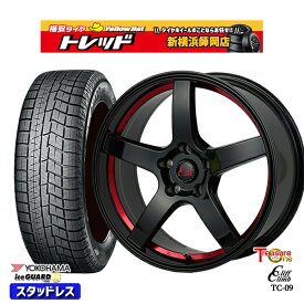 【取付対象】215/50R17 マツダ3 セレナ 2022〜2023年製年製 ヨコハマ アイスガード IG60 トレジャーワン クリフクライム TC09 BK/レッド 17インチ 7.0J 5穴 114.3 スタッドレスタイヤホイール4本セット 送料無料