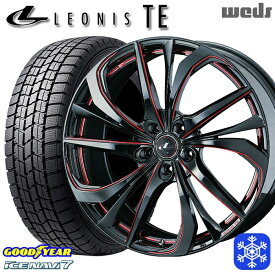 【取付対象】225/55R17 アテンザ スカイライン 2022年製 グッドイヤー アイスナビ7 Weds ウェッズ レオニス TE BK/SC 17インチ 7.0J 5H114.3 スタッドレスタイヤホイール4本セット