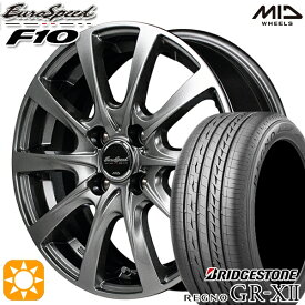 【取付対象】マツダ2 ノート 195/55R16 87V ブリヂストン レグノ GRX2 MID ユーロスピード F10 メタリックグレー 16インチ 6.0J 4H100 サマータイヤホイールセット