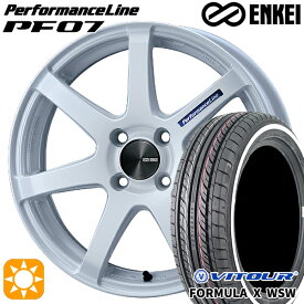 4/24-4/27 P5倍！165/55R15 75V ヴィツァー フォーミュラX WSW ホワイトリボン ENKEI エンケイ パフォーマンスライン PF07 パールホワイト 15インチ 5.0J 4H100 サマータイヤホイールセット