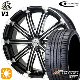 【取付対象】C-HR カローラクロス 225/45R19 96W XL ウィンラン R330 テクノピア カシーナ V1 ブラックポリッシュ 19インチ 8.0J 5H114.3 サマータイヤホイールセット