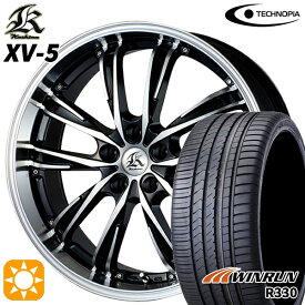 【取付対象】マークX スカイライン 225/45R18 95W XL ウィンラン R330 テクノピア カシーナ XV5 ブラックポリッシュ 18インチ 7.0J 5H114.3 サマータイヤホイールセット