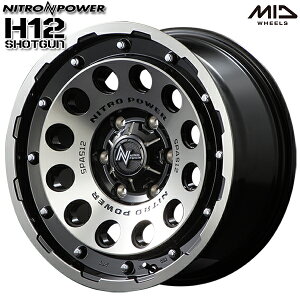 16インチ 6.5J 6H139.7 +38 MID ナイトロパワー H12ショットガン ブラッククリア/マシニング アルミホイール単品 4本(1台分) 送料無料