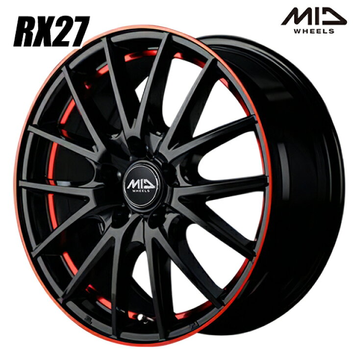 楽天市場】17インチ 7.0J 5H114.3 +48 MID シュナイダー RX27 ブラック 
