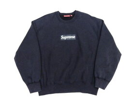 ▲★【中古】 25SSモデル シュプリーム ウォッシュドボックスロゴクルーネック サイズL ウォッシュドブラック スウェット トレーナー プルオーバー Supreme Washed Box Logo Crewneck
