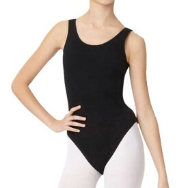 Capezio スカート無レオタード【1000円均一 返品交換不可】|身長約113～123cm バックメッシュ バレエ タンクレオタード 胸元切替 ブラック【子ども・こども】バレエ用品 バレエレオタード【カペジオ】子供用|