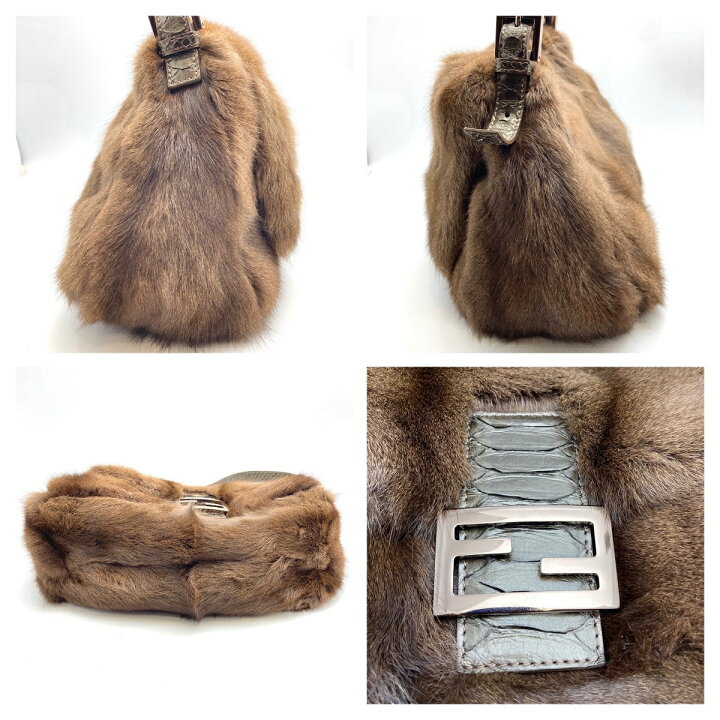 楽天市場】FENDI フェンディ マンマバケット ブラウン ミンク×パイソン 