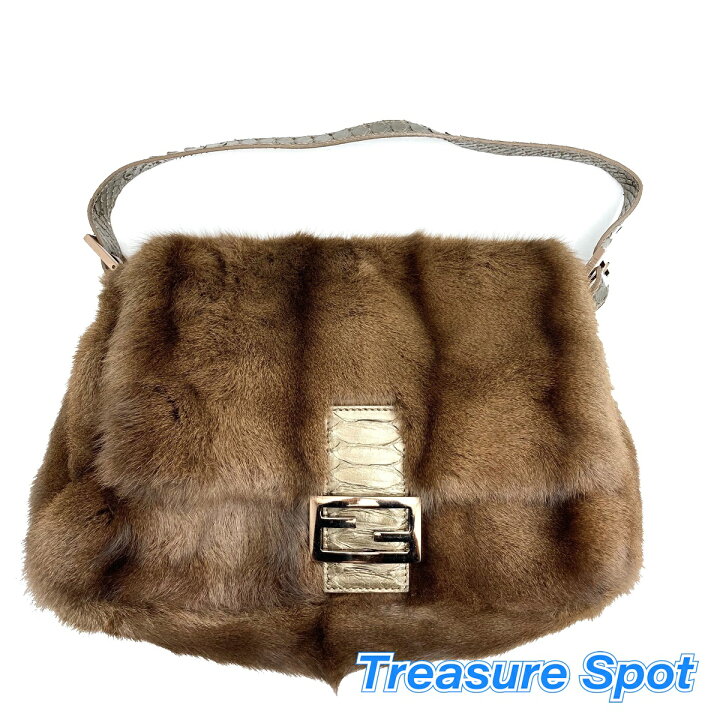 楽天市場】FENDI フェンディ マンマバケット ブラウン ミンク×パイソン 