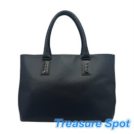 BOTTEGA VENETA　ボッテガヴェネタ　トートバッグ　書類バッグ　ビジネスバッグ　ブラック×ネイビー　PVCレザー　【中古】【トレジャースポット】
