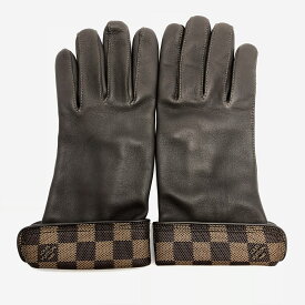 LOUIS VUITTON　ルイ・ヴィトン　グローブ　手袋　ダミエ　ラムスキン　ブラウン　新品同様品　【トレジャースポット】【中古】