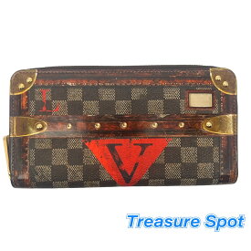 ルイヴィトン　LOUIS　VUITTON　LV　長財布　トロンプ　ルイユ　トランスフォーム　ジッピーウォレット　ダミエ　ブラウン系　　M63490　【トレジャースポット】　中古