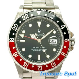 ロレックス　ROLEX　GMT　16710　1997年　SS　メンズ　腕時計　保証書（並行・1998年12月）　専用箱　ブラック　中古　【トレジャースポット】