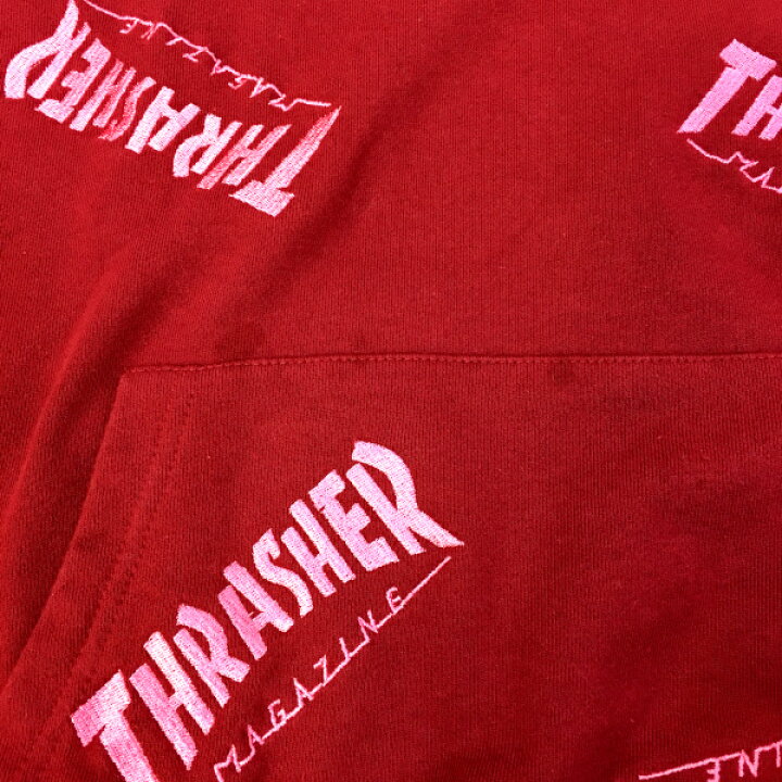 ジュエティ Jouetie M Thrasher スラッシャー コットン パーカー ピンク系 フロントロゴ フーディー プルオーバー 切り替え 刺繍 長袖 国内発送 スラッシャー