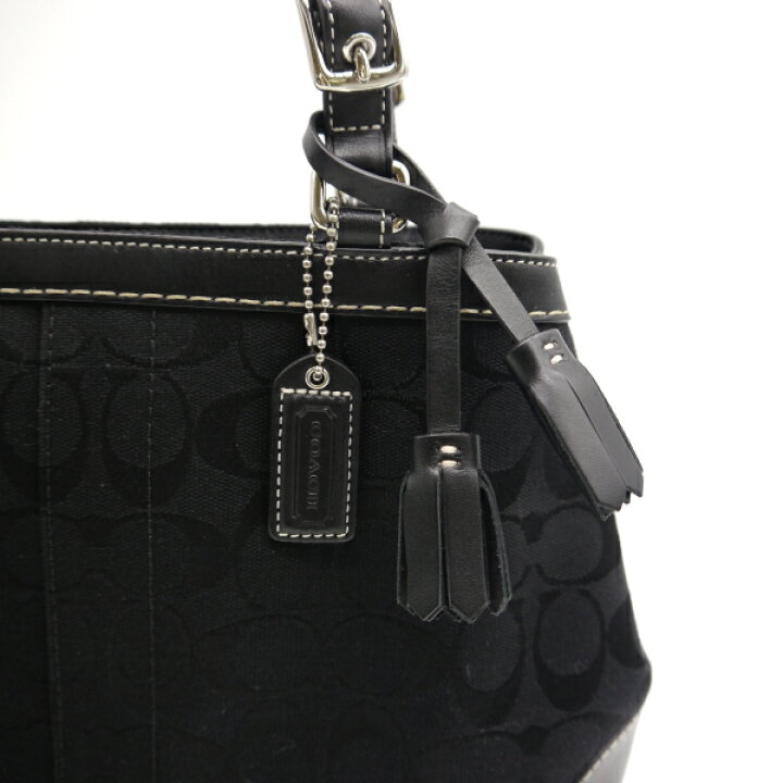 【中古】COACH ハンドバッグ シグネチャースモールキャリオール 6830 ブラック コーチ レディース 黒 ジャガード×レザー ブランド 中古 【121820】 | Treasure Hunter楽天市場店