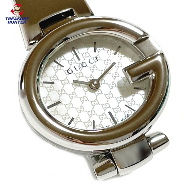 激安セール必勝法 美品 GUCCI バングルウォッチ 134.5 3Pダイヤ グッチシマ 腕時計(アナログ)