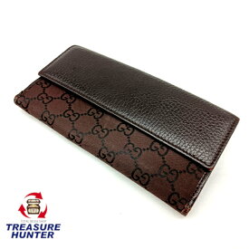 【中古】グッチ GUCCI GGナイロン 長財布 ブラウン 茶 128223 【102039767007】