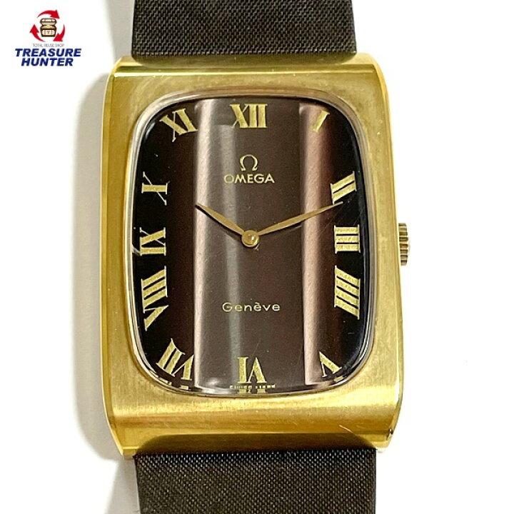 楽天市場 中古 オメガ ヴィンテージ スクエア 腕時計 ゴールド ブラウンベルト 茶 手巻き メンズ ウォッチ Omega Treasure Hunter楽天市場店