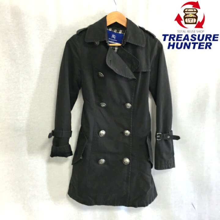 【中古】BURBERRY BLUE LABEL バーバリーブルーレーベル トレンチコート ブラック レディス アウター 38 黒 【100821】 | Treasure Hunter楽天市場店