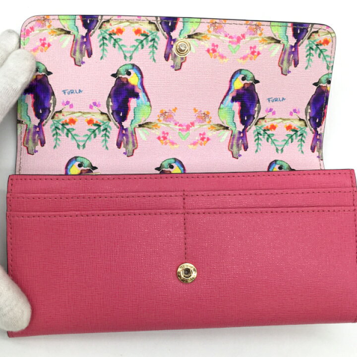 楽天市場 中古 Furla フルラ 長財布 レディース ピンク 鳥柄 Treasure Hunter楽天市場店