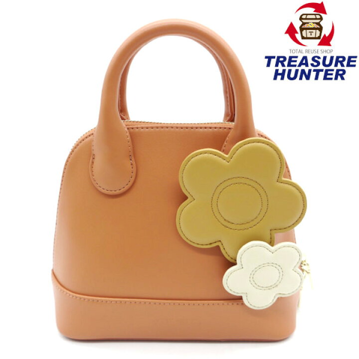 Mary Quant マリークワント トートバッグ フラワー 花 黒 アイボリー ナイロン エナメル 合皮 憧れ