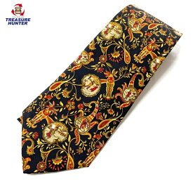 【中古】サルヴァトーレフェラガモ ペイズリー柄 ネクタイ シルク ブラック メンズ スーツ ファッション小物 Salvatore Ferragamo 【102049525005】