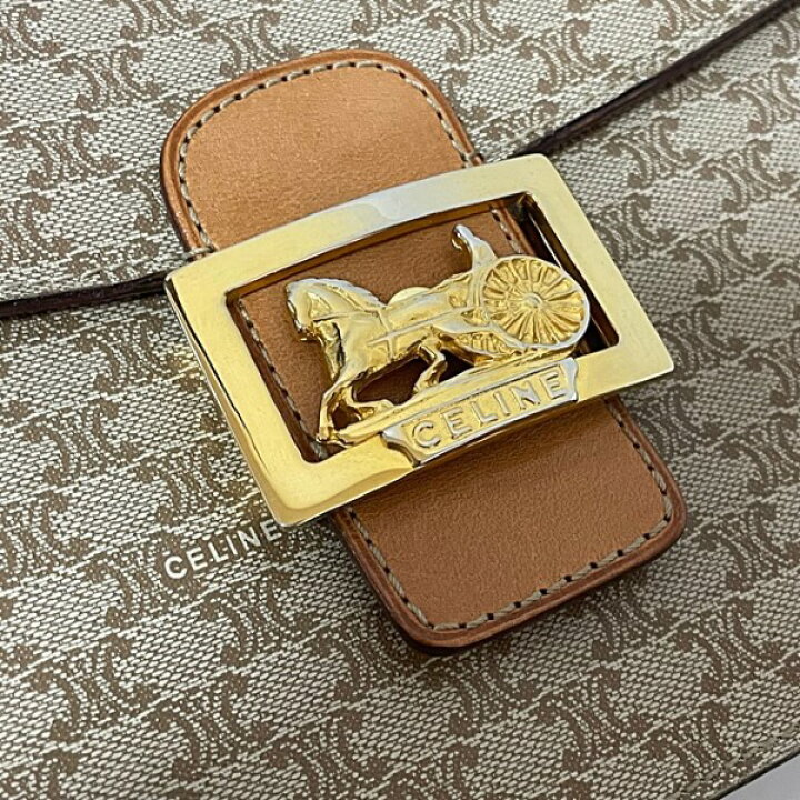 楽天市場】【中古】セリーヌ マカダム柄 ホースキャリッジ PVC レザー 