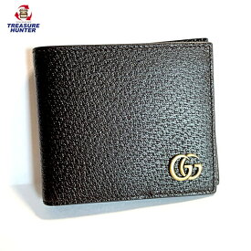 【中古】グッチ GGマーモント 二つ折り財布 レザー 428726 ダークブラウン 茶 メンズ ウォレット GUCCI 【101423】