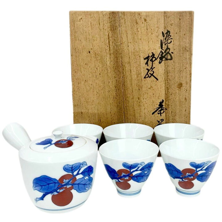 楽天市場】有田焼 十三代 酒井田柿右衛門 染錦柿文 茶器揃 急須×1 湯呑 