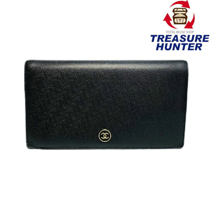 楽天市場】CHANEL シャネル ココボタン 2つ折り長財布 レザー ブラック 