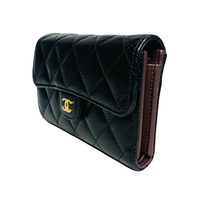 楽天市場】CHANEL シャネル 3つ折り財布 キャビアスキン ココマーク  